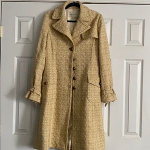 Banana Republic tweed coat yellow cream tan EUC